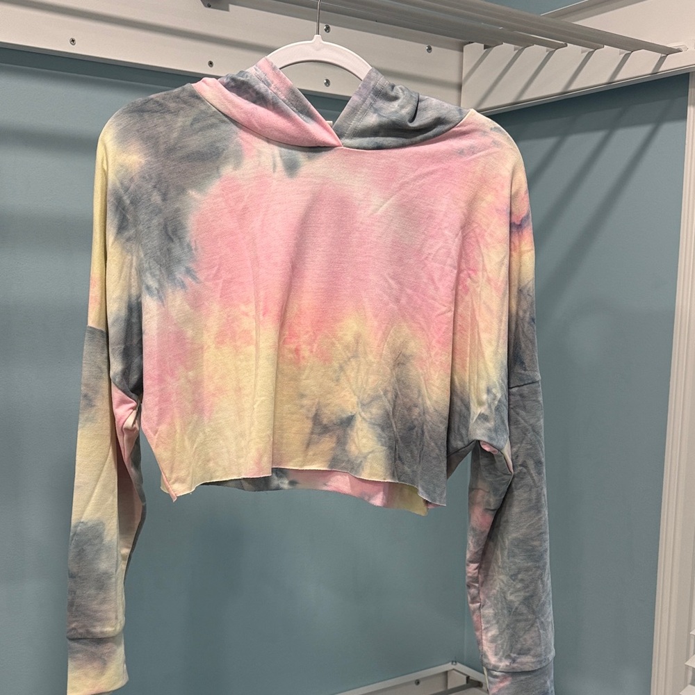 Tie-Dye Cropped Hoodie - Multicolor